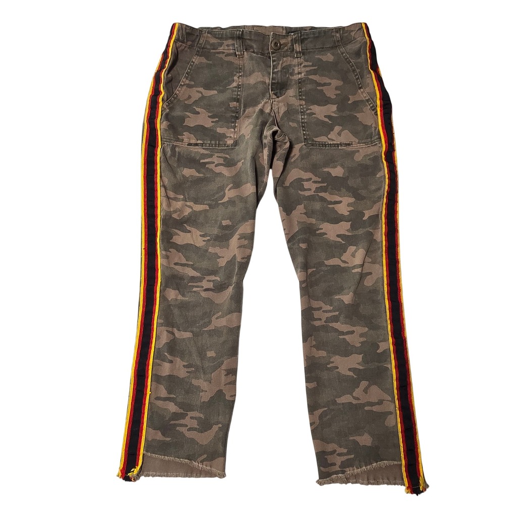 Pam & Gela Camo Utility Pants Lace Up Back Side‎ Stripe Size 28 Corset Back